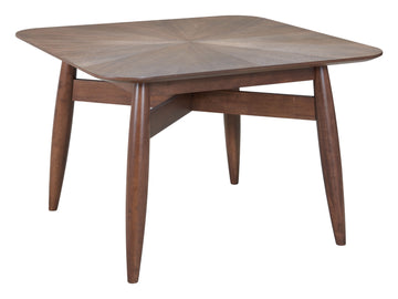 cream brushed metal dining table styled in a contemporary minimalist entryway