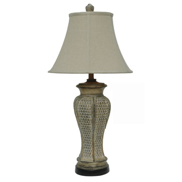 natural velvet table lamp in a refined master bedroom setting