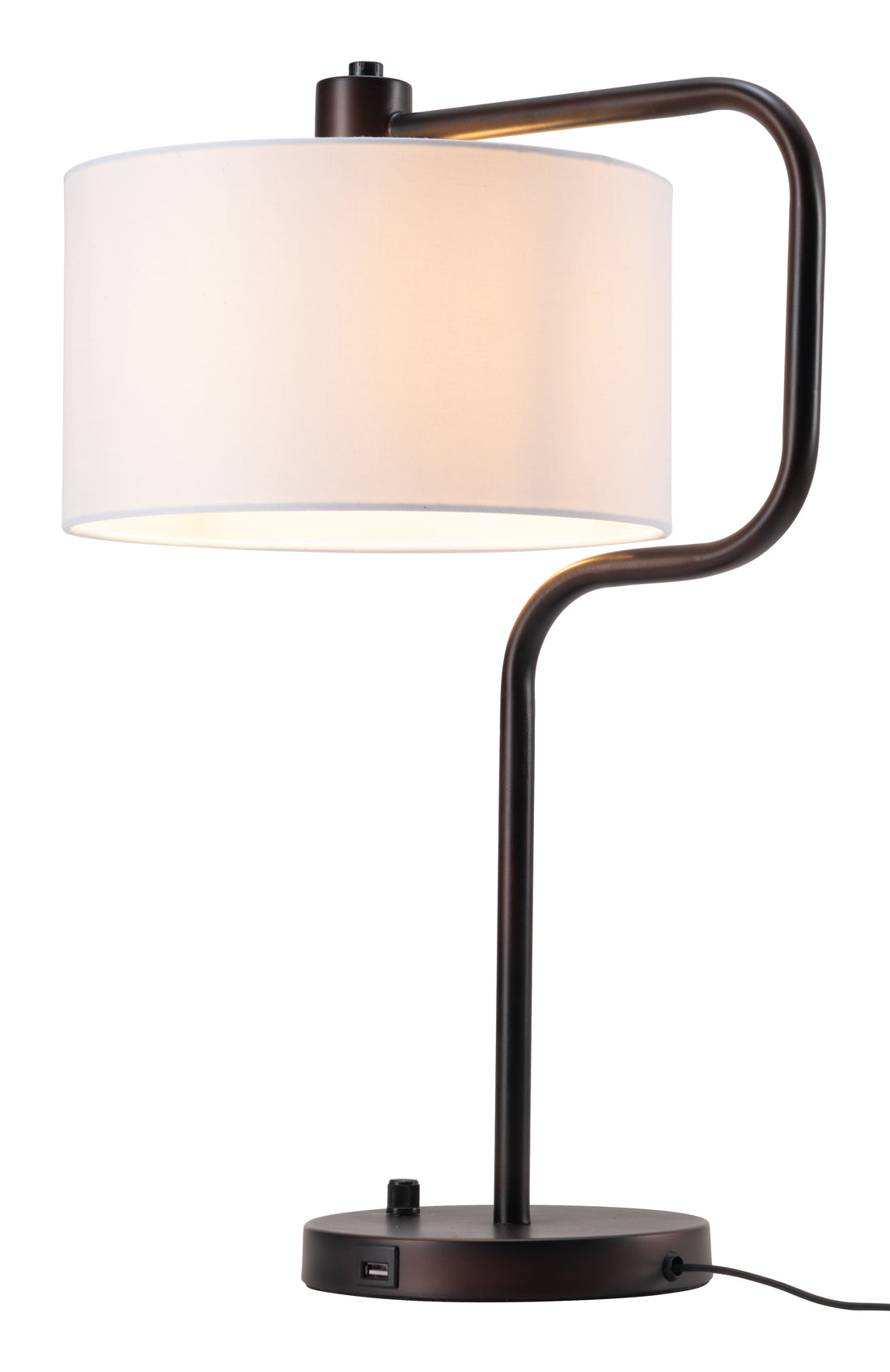 walnut linen lamp styled in a coastal elegant dining room
