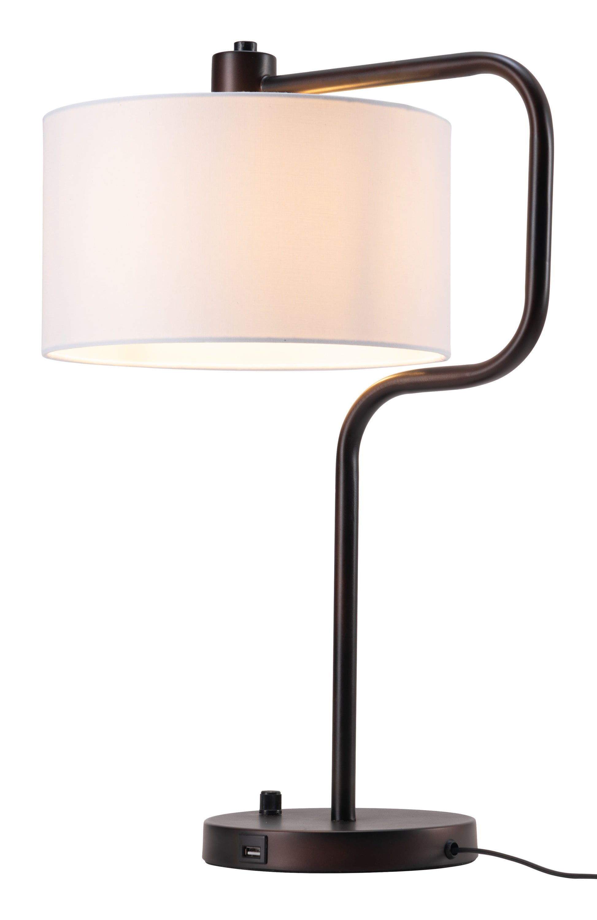 walnut linen lamp styled in a coastal elegant dining room