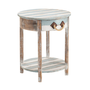 beige plush accent table in a classic entryway setting