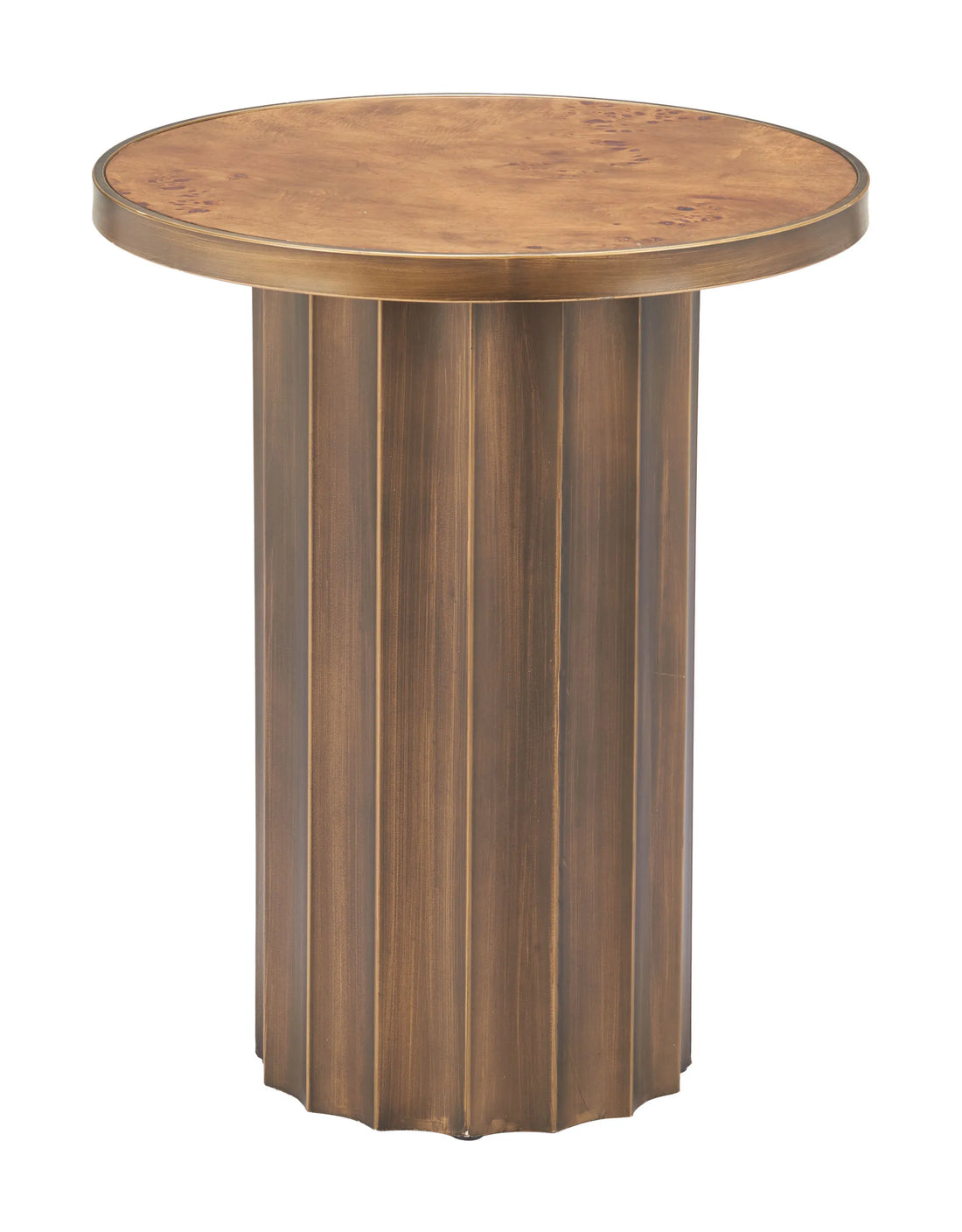 Afinato Modern Brown Burl Side Table