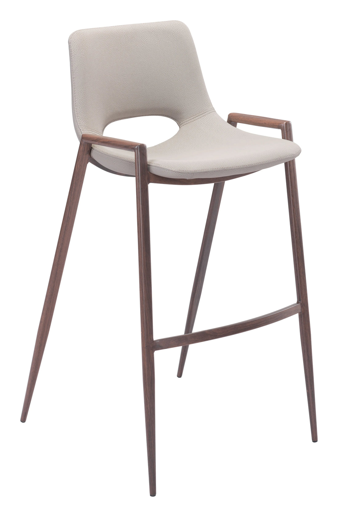 Desi Modern Beige & Walnut Bar Stool (Set of 2)