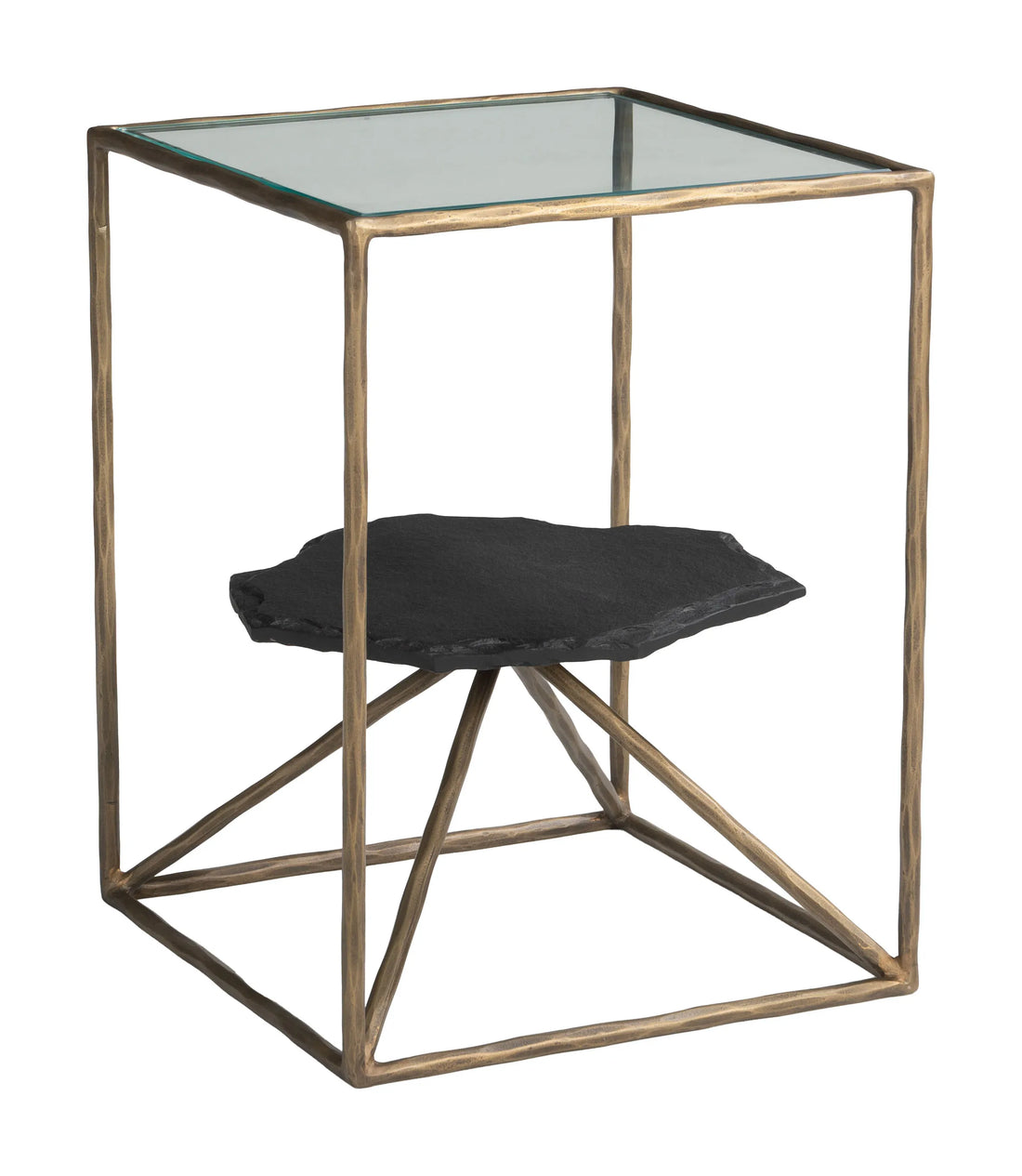Ranol Modern Brass Glass Side Table