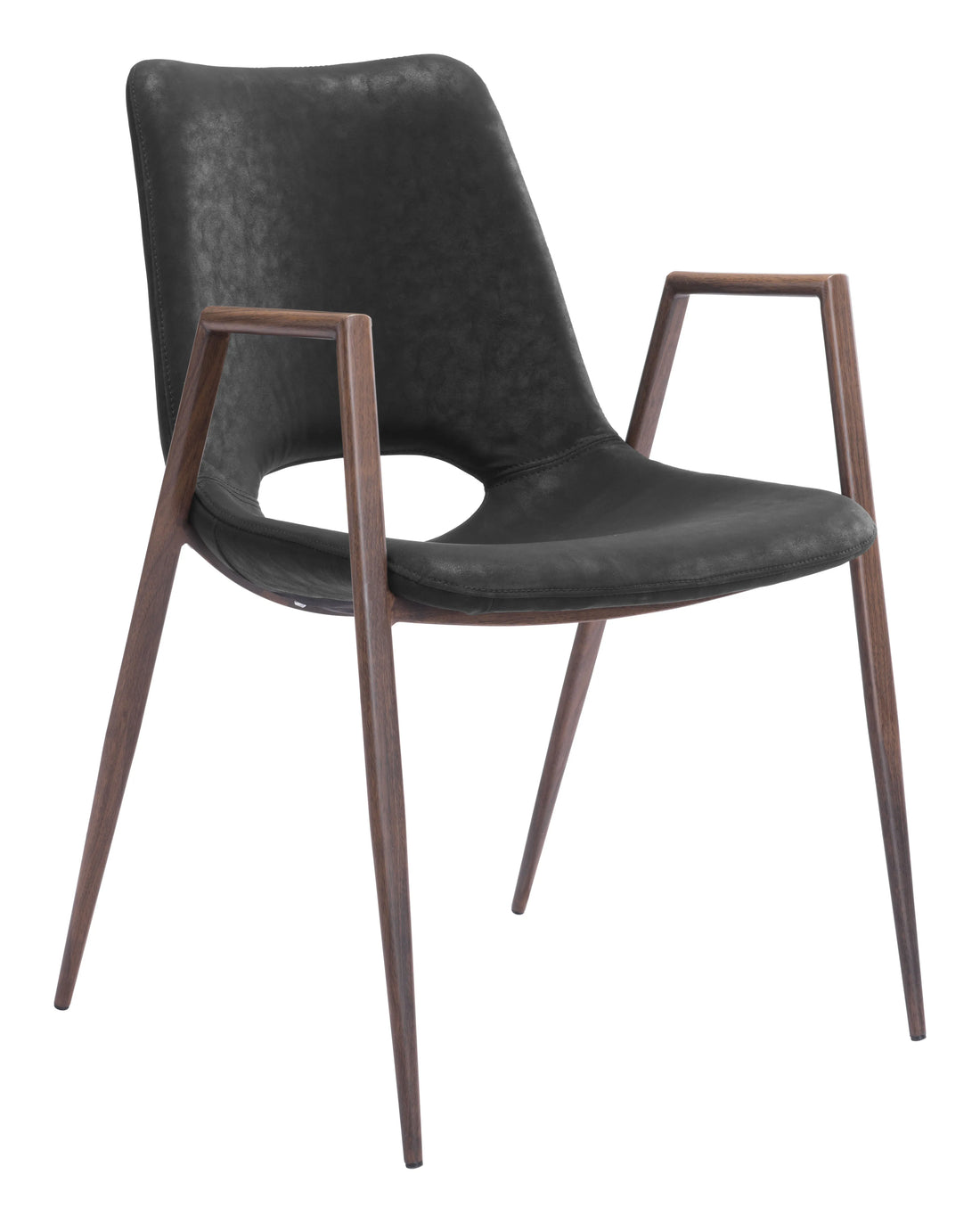 Desi Modern Black & Walnut Dining Chair (Set of 2)