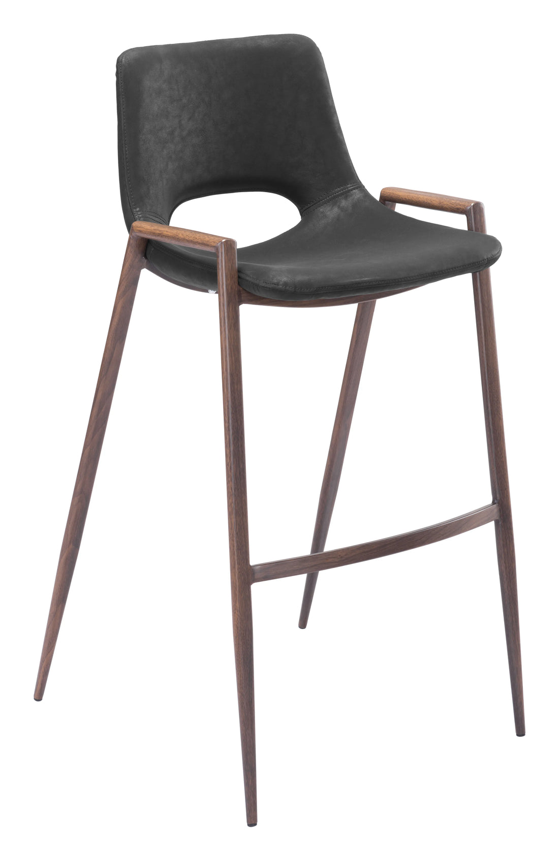 Desi Modern Black & Walnut Bar Stool (Set of 2)