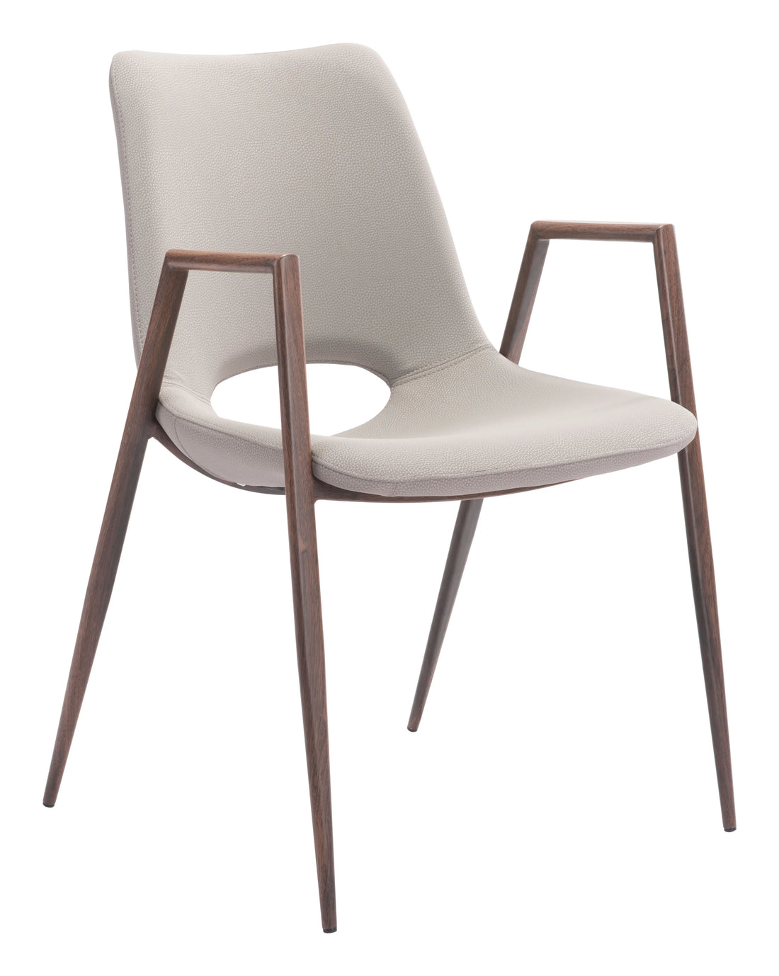Desi Modern Beige & Walnut Dining Chair (Set of 2)