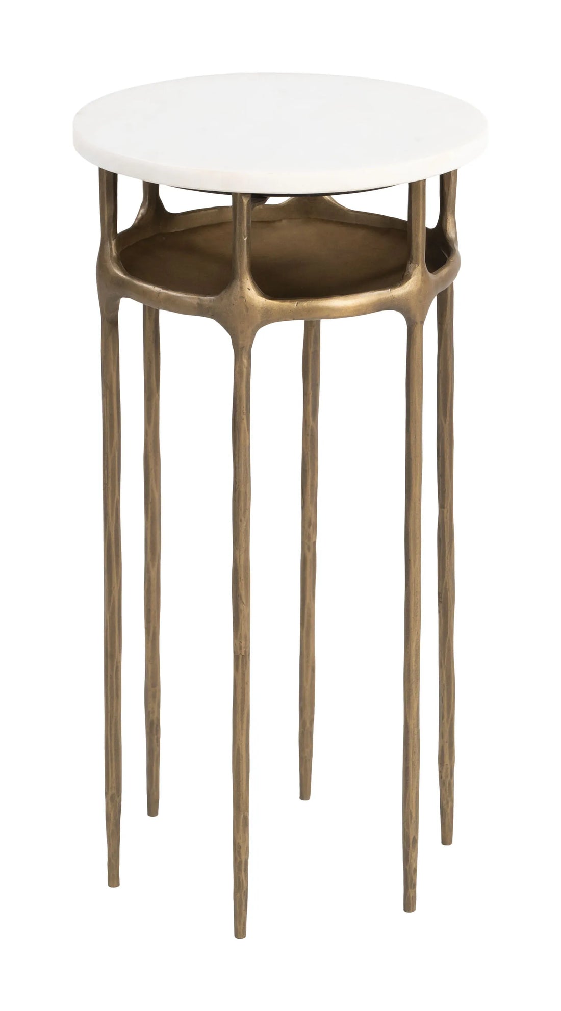 Bild Modern White & Brass Marble Side Table