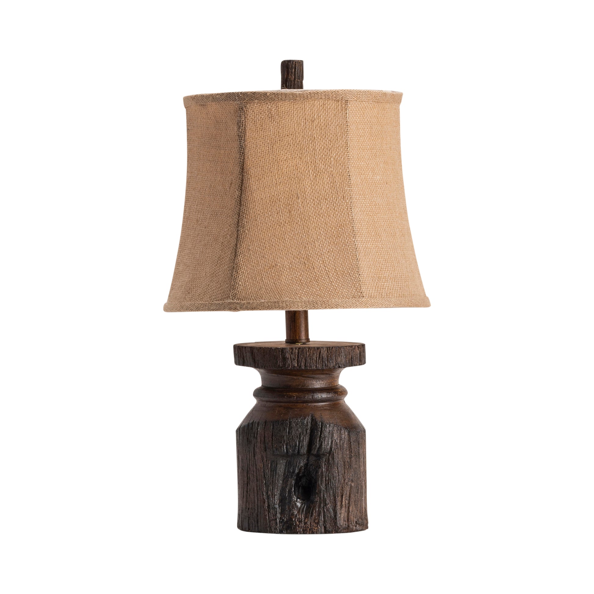 gray canvas table lamp in a classic entryway setting