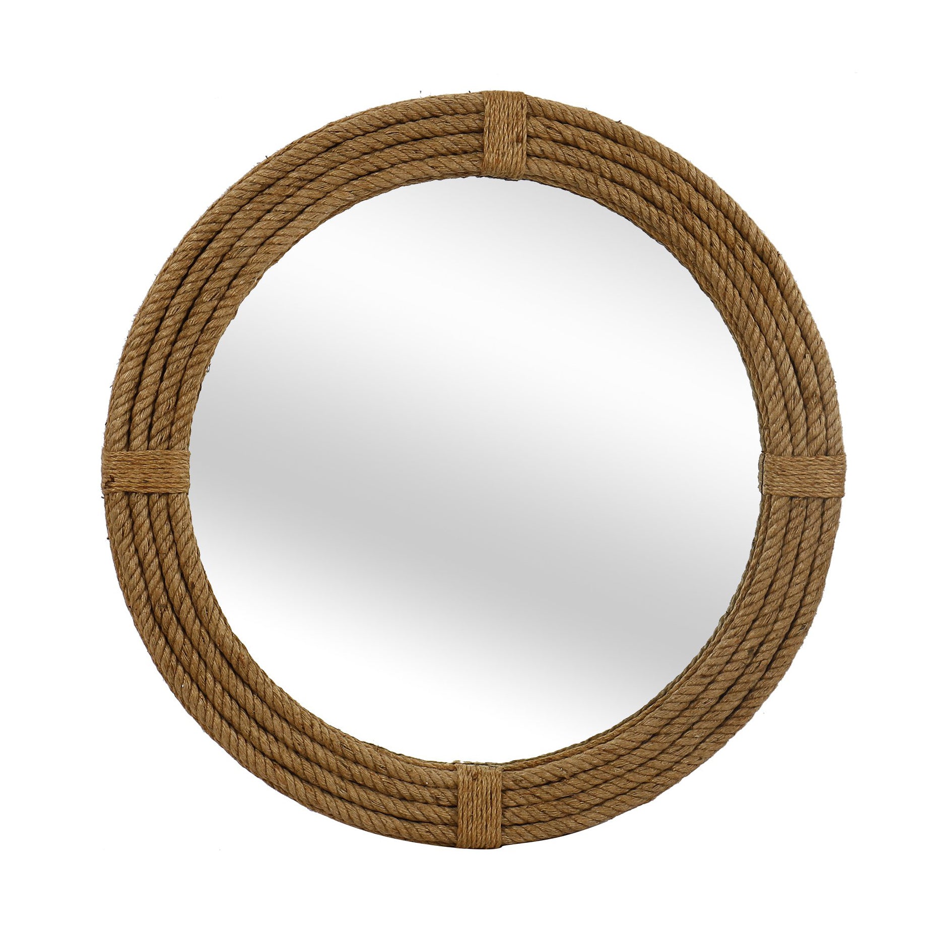 Brown Rope Framed Mirror contemporary decorative mirror displayed in a contemporary loft setting
