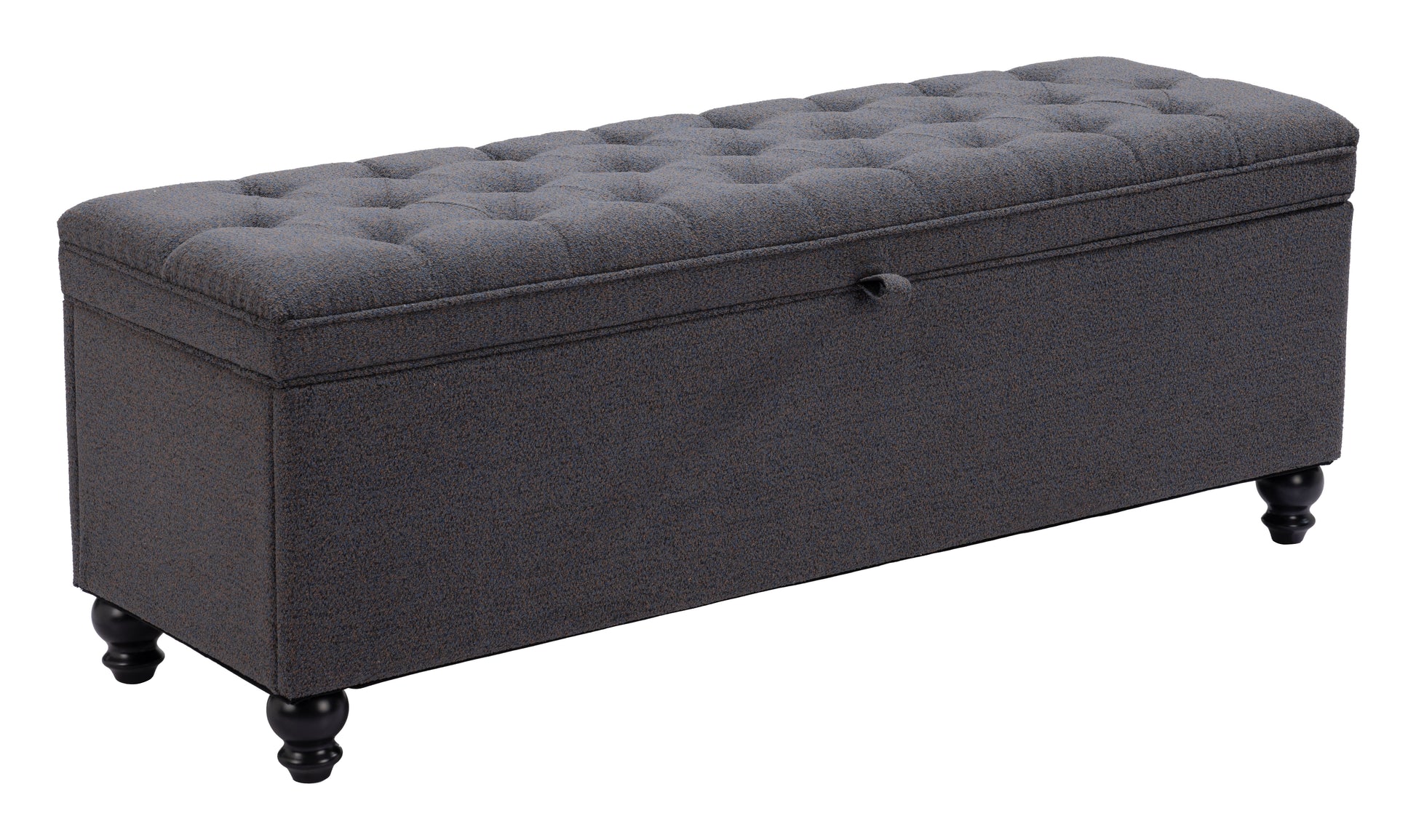 matte black linen bench styled in a coastal elegant dining room