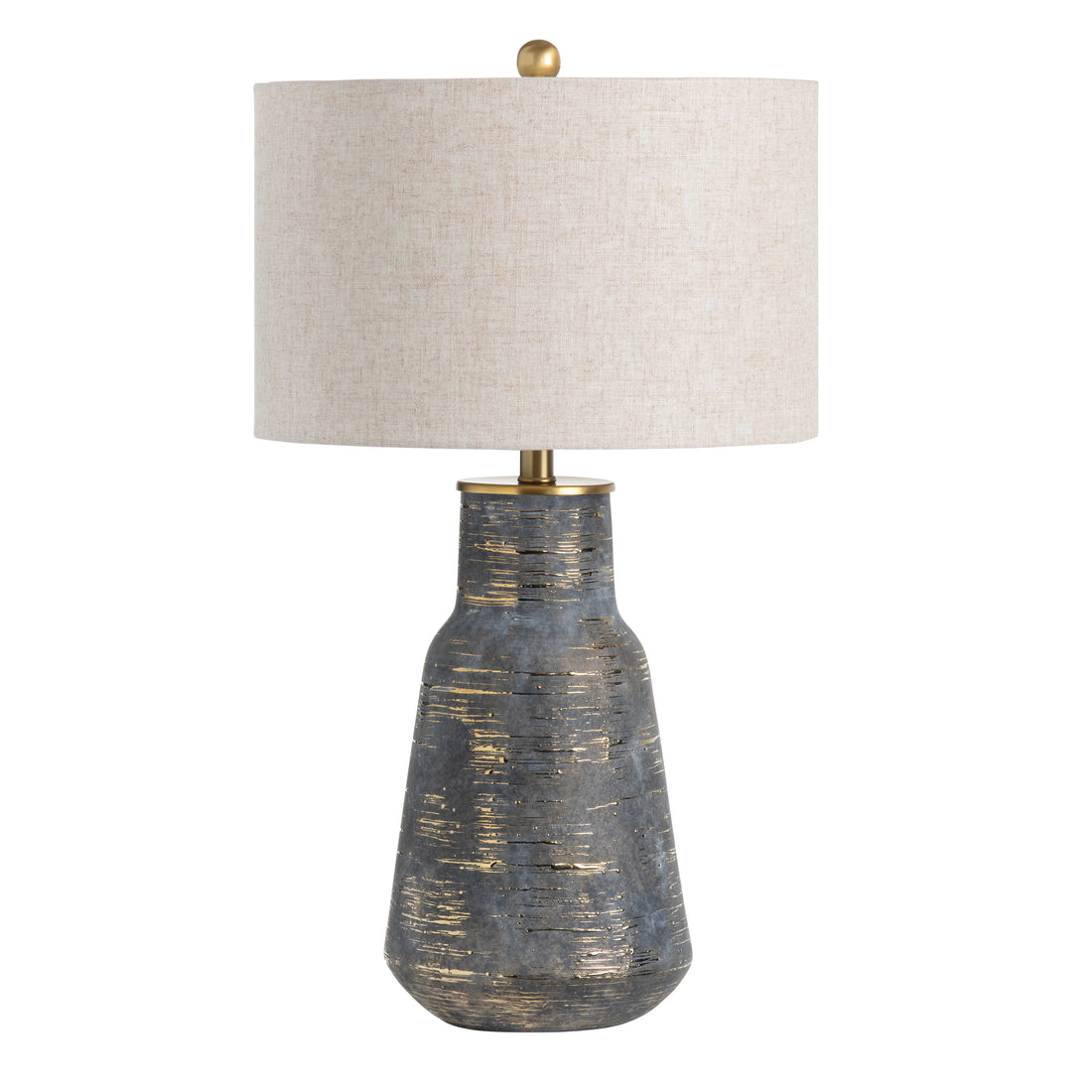 white brushed table lamp in a coastal guest room setting