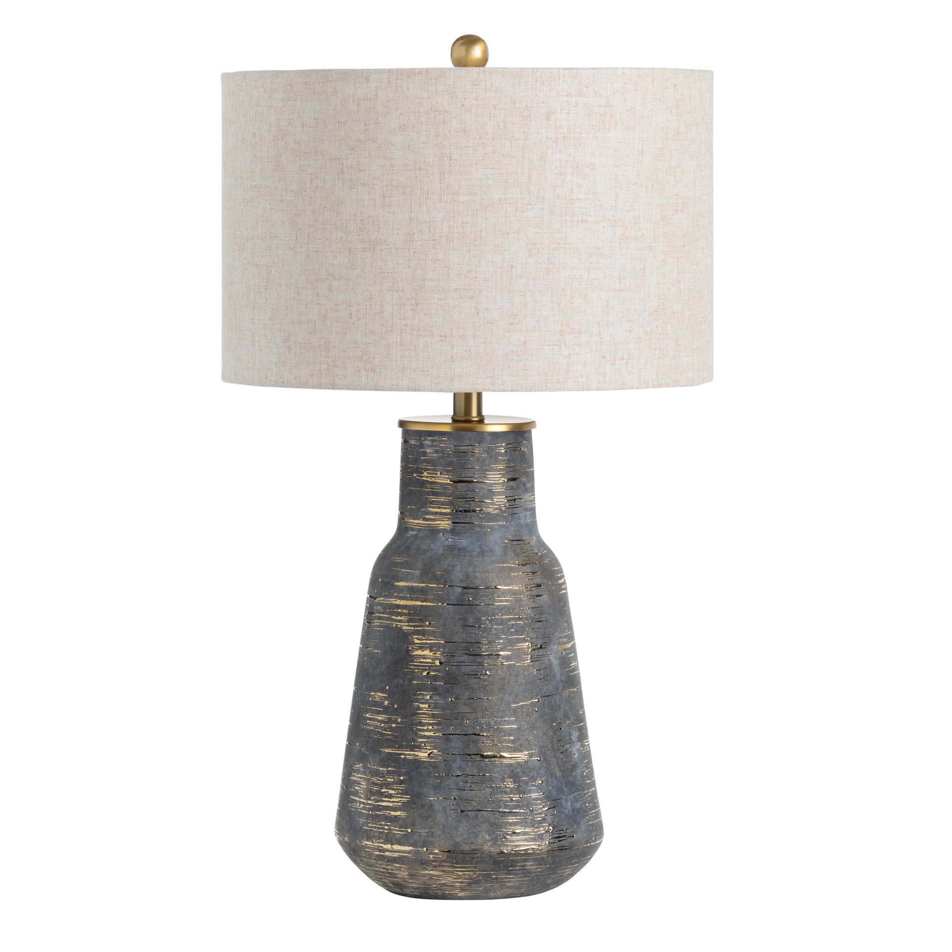 white brushed table lamp in a coastal guest room setting