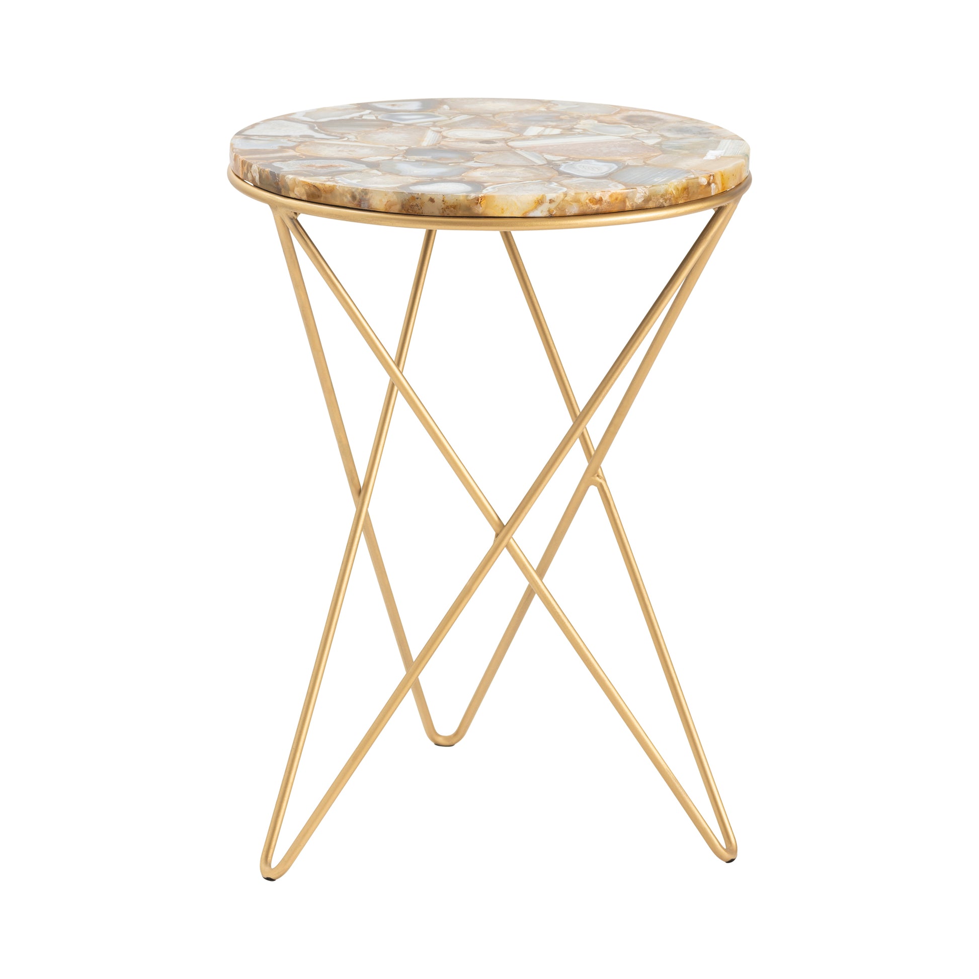 gray canvas accent table in a contemporary cozy bedroom setting