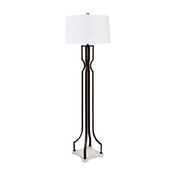 white brushed table lamp in a classic entryway setting