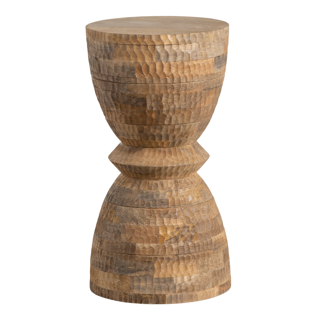 natural velvet accent table in a refined master bedroom setting