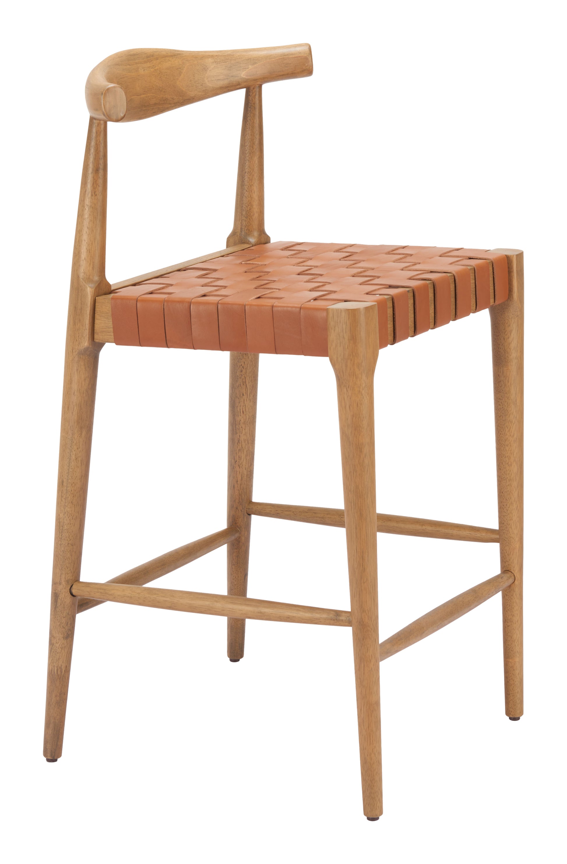 natural wood solid wood stool styled in a farmhouse chic modern living room