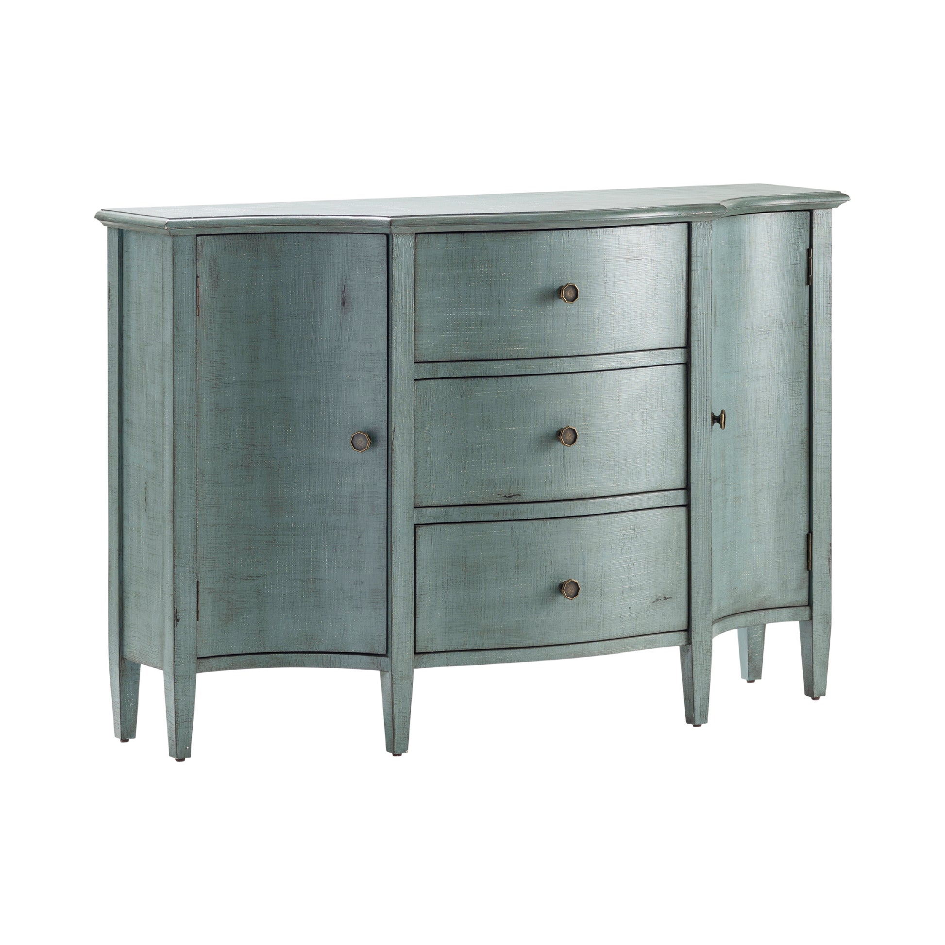 neutral-toned linen accent table in a minimalist dining room setting