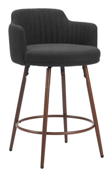 rustic brown marble stool styled in a transitional serene master suite