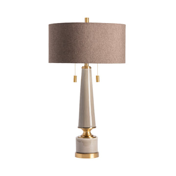 natural velvet table lamp in a classic entryway setting