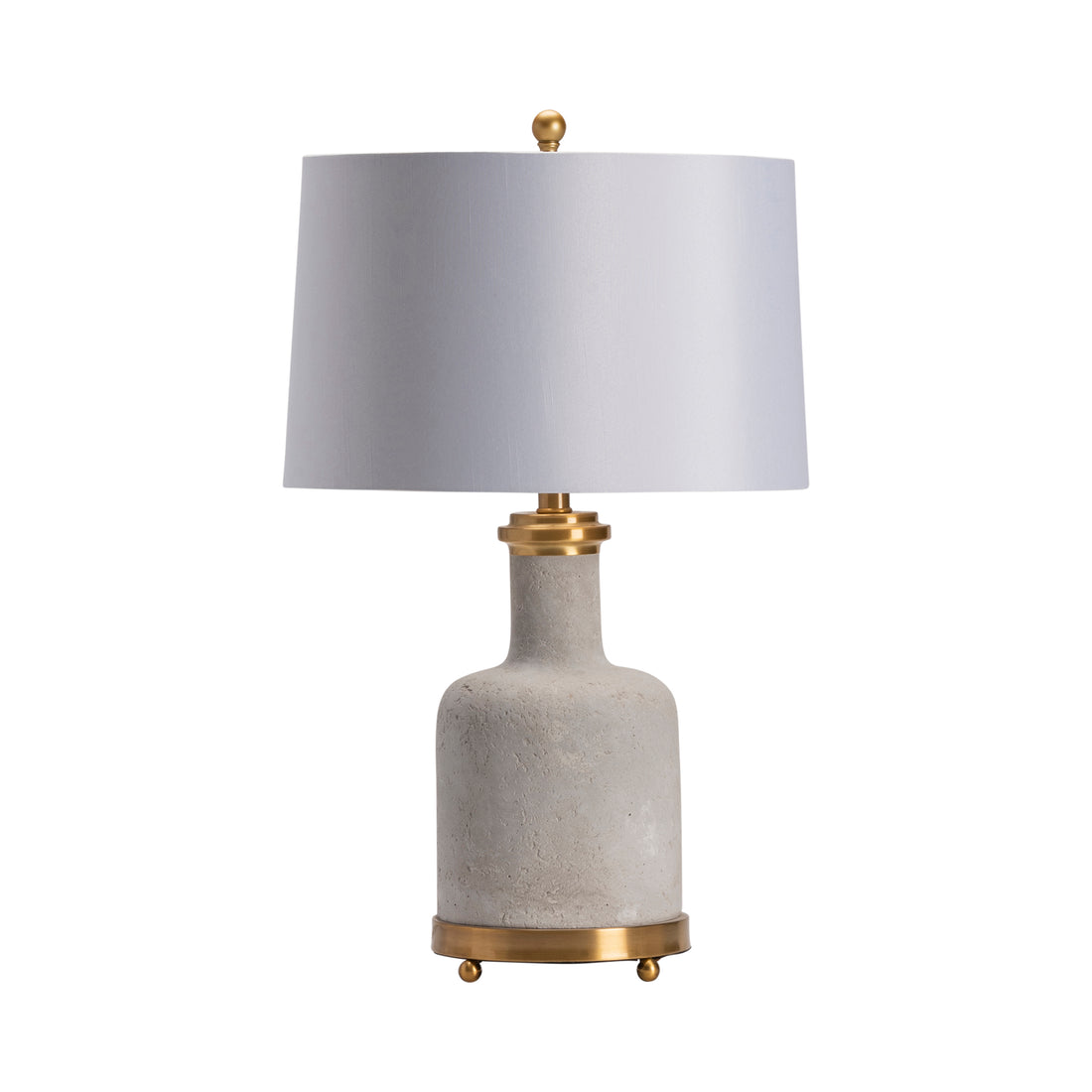 gray canvas table lamp in a refined master bedroom setting