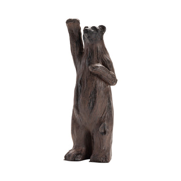 Poppa Bear Statue contemporary wall art displayed in a contemporary bedroom setting
