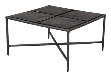 ivory solid wood coffee table styled in a farmhouse chic modern living room