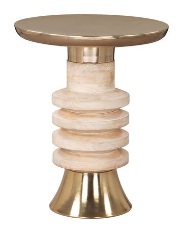 soft gray solid wood side table styled in a modern modern living room