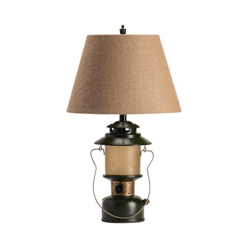 earth-toned fabric table lamp in a refined master bedroom setting