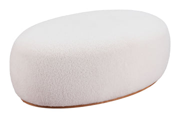 soft gray solid wood ottoman styled in a farmhouse chic modern living room