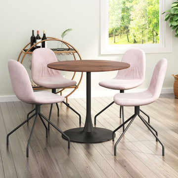 beige plush accent table in a minimalist dining room setting