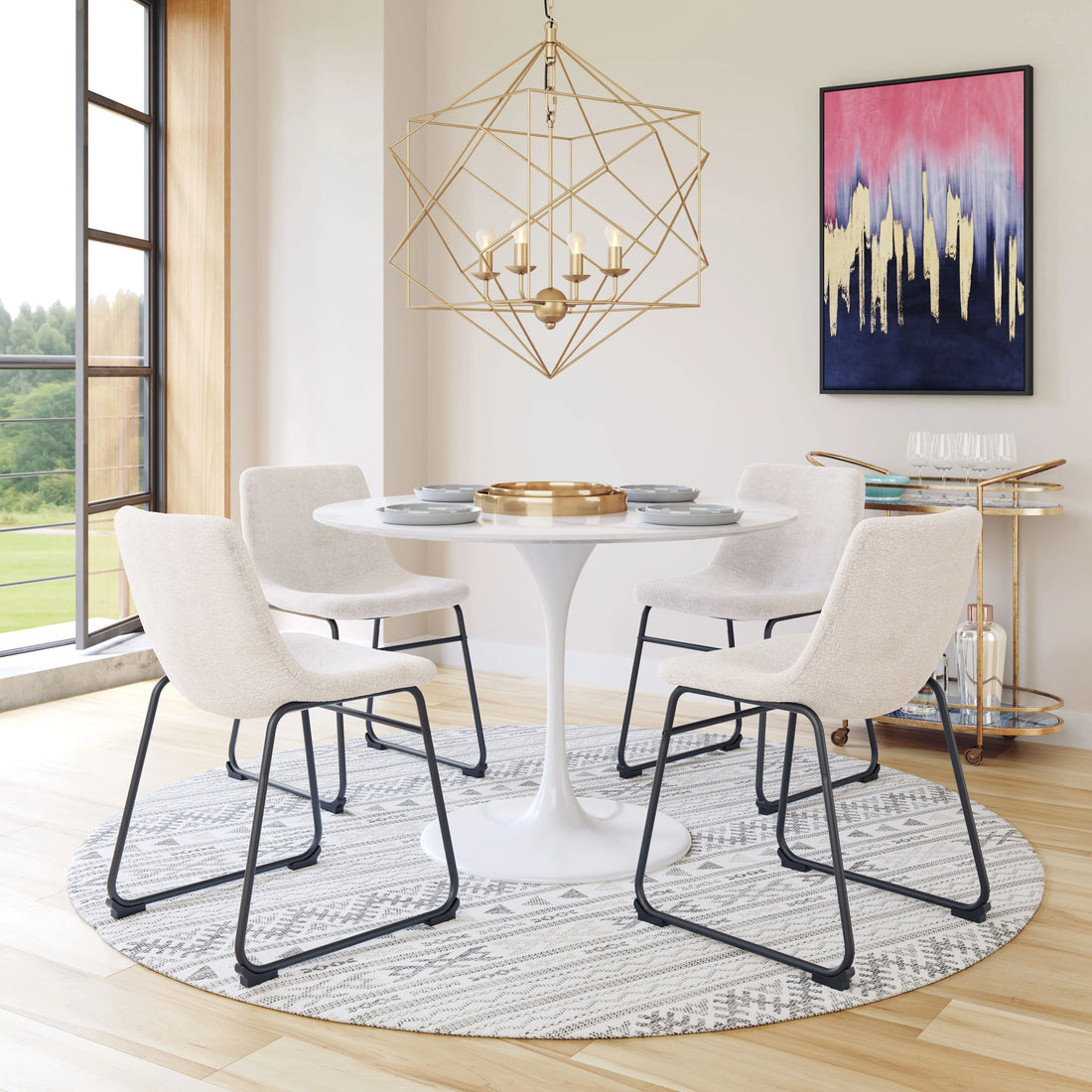 Smart Transitional Ivory Fabric Dining Chair (Set of 2)