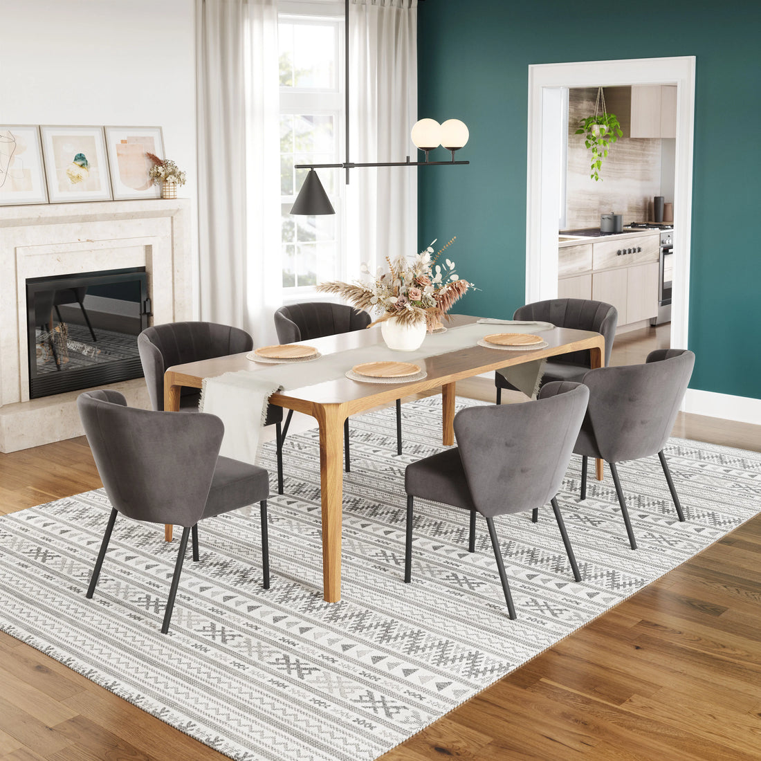 Aimee Modern Gray Velvet Dining Chair (Set of 2)
