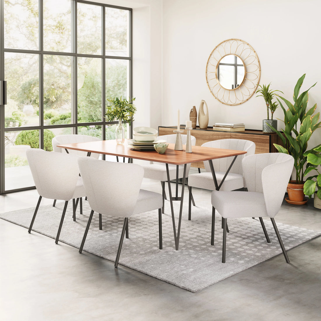 Aimee Modern Cream Fabric Dining Chair (Set of 2)