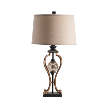 white brushed table lamp in a classic entryway setting
