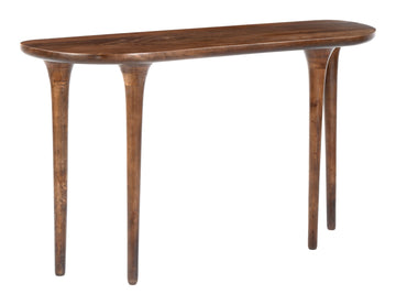 earth-toned marble console table styled in a Scandinavian serene master suite