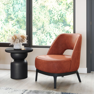 neutral-toned linen accent chair in a classic entryway setting