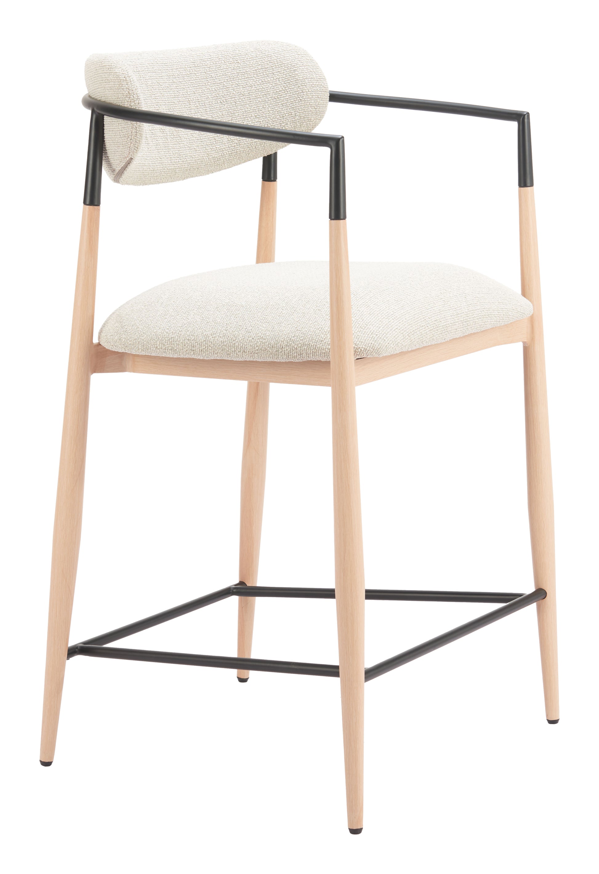 charcoal brushed metal stool styled in a mid-century minimalist entryway