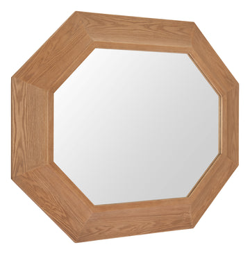 earth-toned marble mirror styled in a Scandinavian serene master suite