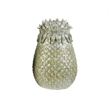11.5" Green Ceramic Pineapple Vase contemporary wall art displayed in a modern living room setting