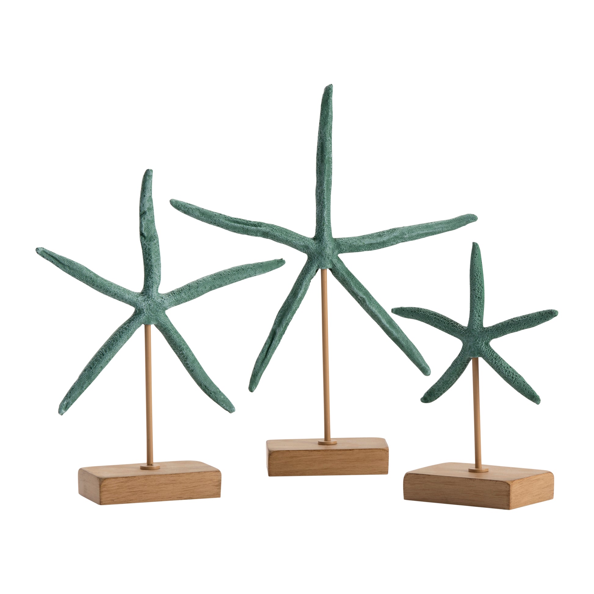 Starfish Statue contemporary wall art displayed in a modern living room setting