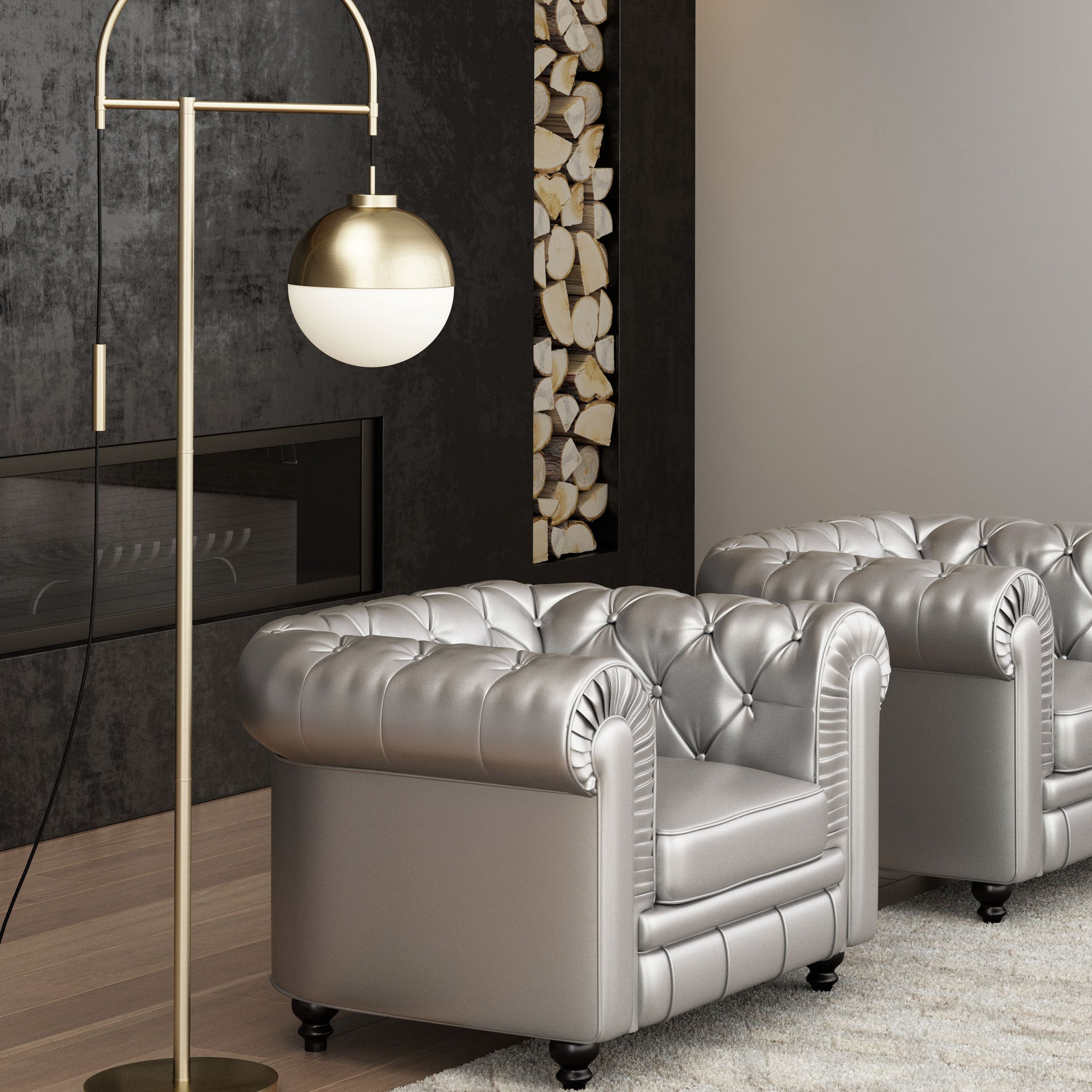 Waterloo Floor Lamp White & Bronze