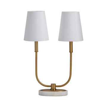 ivory cotton table lamp in a coastal guest room setting