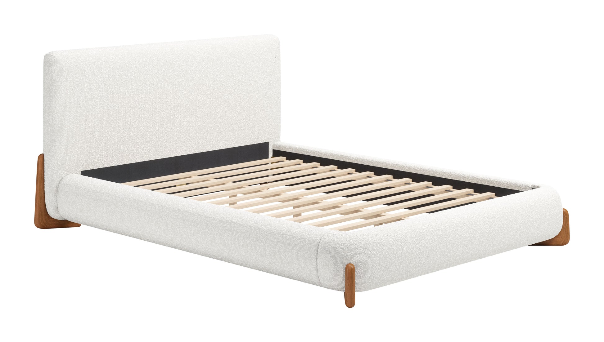 earth-toned marble bed frame styled in a Scandinavian serene master suite