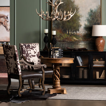 natural velvet accent table in a elegant modern bedroom setting