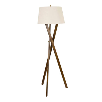gray canvas table lamp in a contemporary cozy bedroom setting