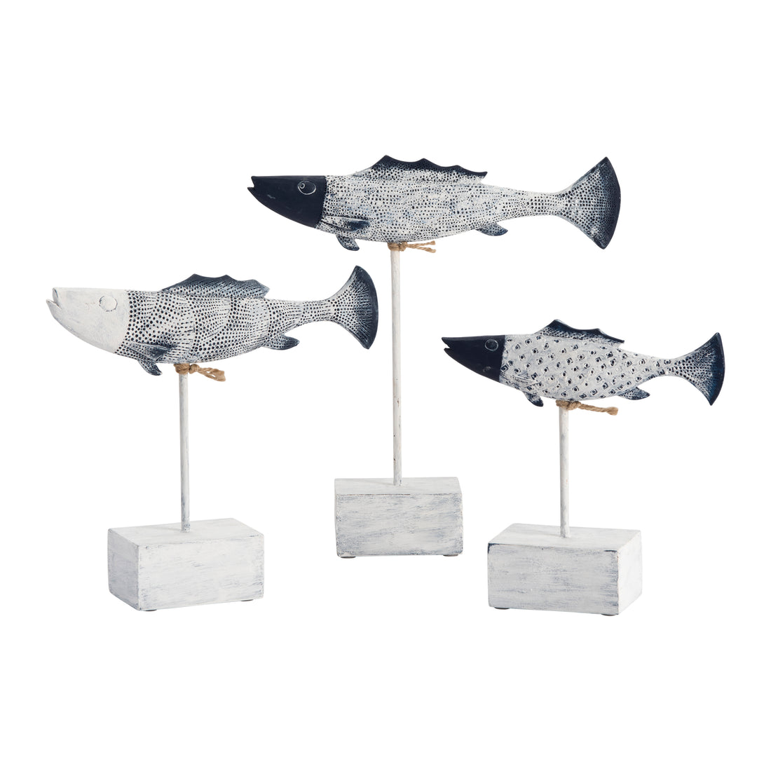 Antique Fish Statues contemporary wall art displayed in a sophisticated lounge setting