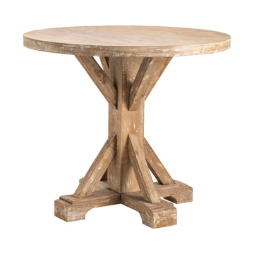 earth-toned fabric accent table in a classic entryway setting