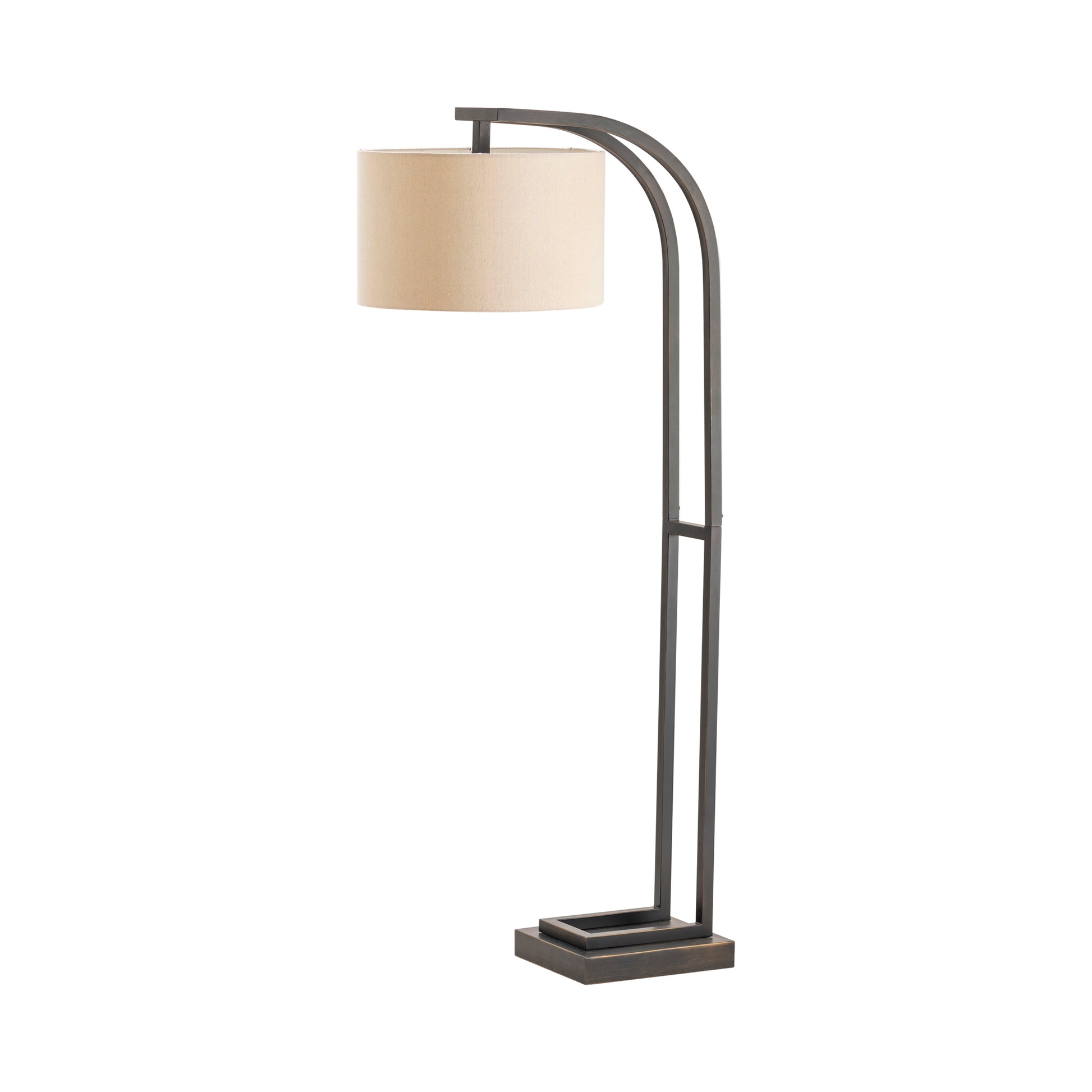 neutral-toned linen table lamp in a elegant modern bedroom setting