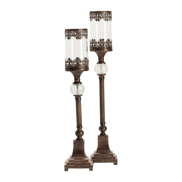 Ashland Candleholders contemporary wall art displayed in a refined study setting